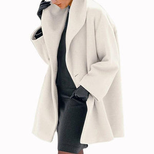 Women winter fall hooded shawl collar solid color cocoon coat
