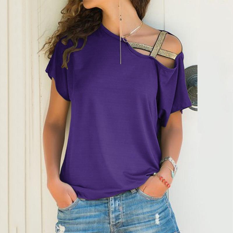 Women criss cross off shoulder sexy short sleeve shirts