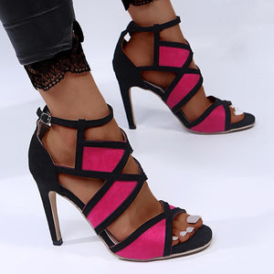 Women peep toe hollow criss cross strap stiletto high heels