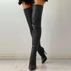 Women over the knee side zipper solid color stiletto high heel boots
