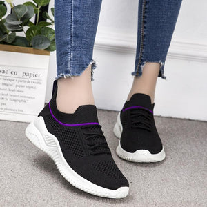 Women flyknit slip on sneakers comfy running tennis shoes