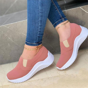 Women casual wedge platform solid color slip on loafers