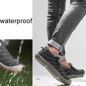 Big Size Unisex Waterproof Fur Lining Snow Boots - GetComfyShoes