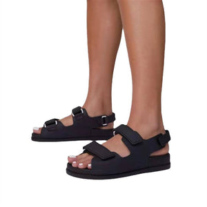Women peep toe two strap magic tape flatform sandals