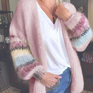 Women winter fall v neck long sleeve crochet cardigan