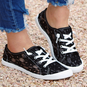Women summer fashion lace flowers breathable slip on sneakers