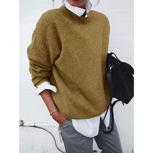 Women fall pullover knit long sleeve collared sweater