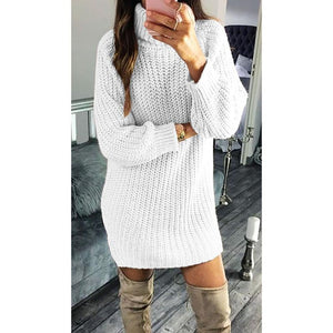 Women turtleneck dressy crochet knit long pullover sweater