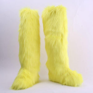 Women knee high faux fur keep warm winter snow boots