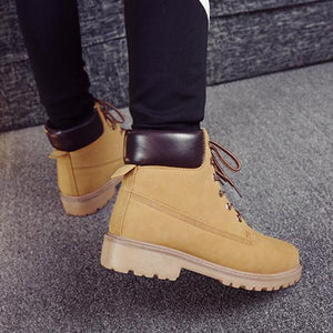 Women winter fall couples short lace up chunky platform boots