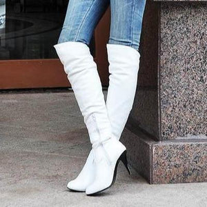 Women stiletto high heel pointed toe knight knee high boots