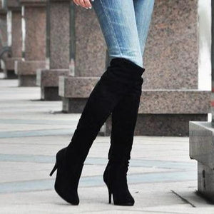 Women stiletto high heel pointed toe knight knee high boots