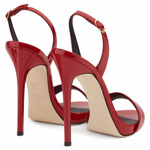 Women solid color peep toe slingback ankle strap stiletto heels