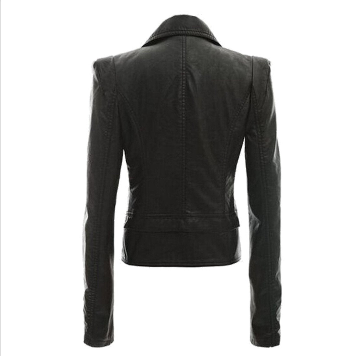 Women's turn down collar biker jacket zipper jacket coat