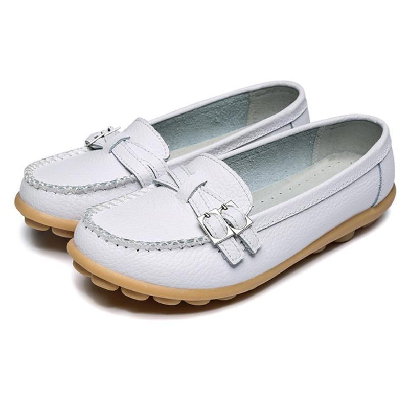 Soft Slip-on Leather Flats Black Flat Shoes For Women - GetComfyShoes