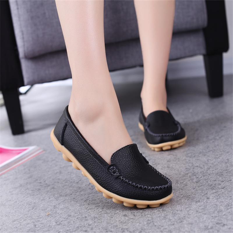 Leather Moccasins Loafers for Women Comfort Non-slip Driving Shoes - GetComfyShoes