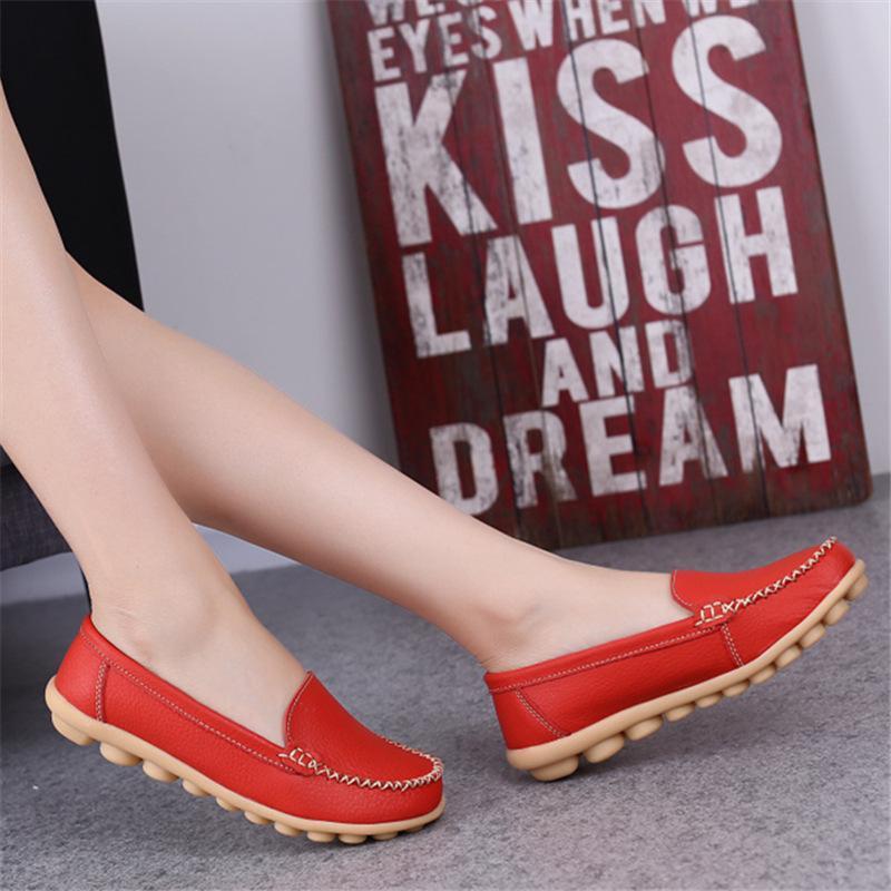 Leather Moccasins Loafers for Women Comfort Non-slip Driving Shoes - GetComfyShoes