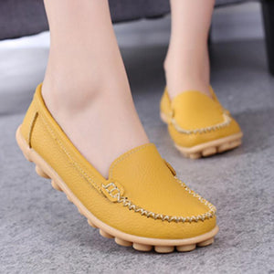 Leather Moccasins Loafers for Women Comfort Non-slip Driving Shoes - GetComfyShoes