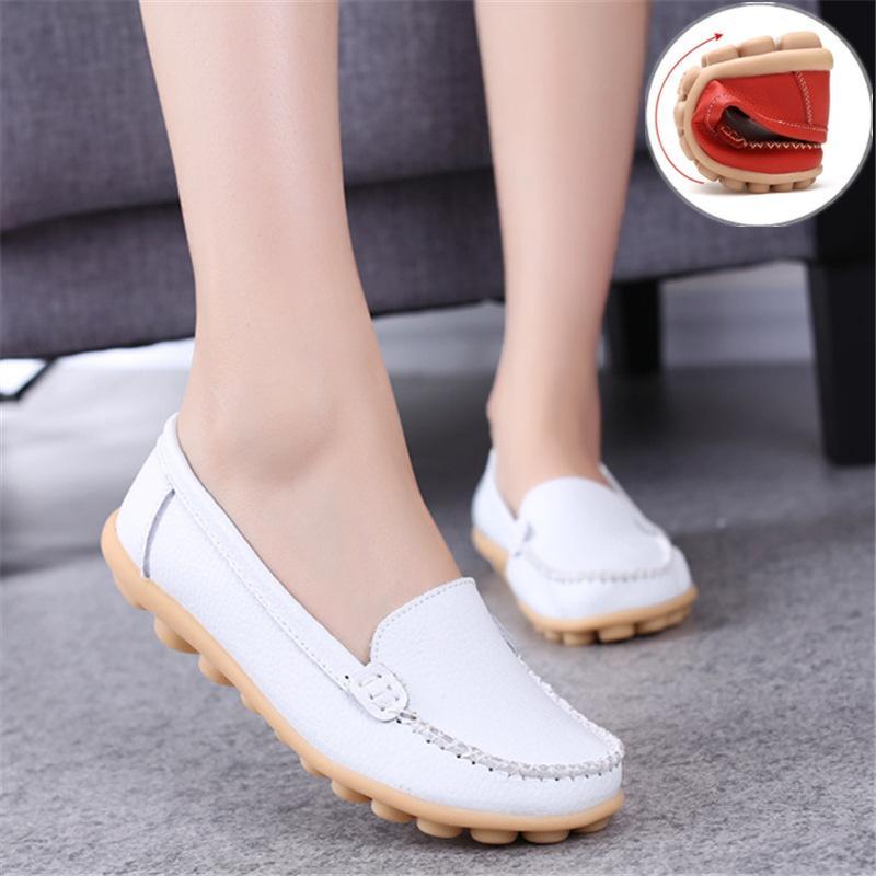 Leather Moccasins Loafers for Women Comfort Non-slip Driving Shoes - GetComfyShoes