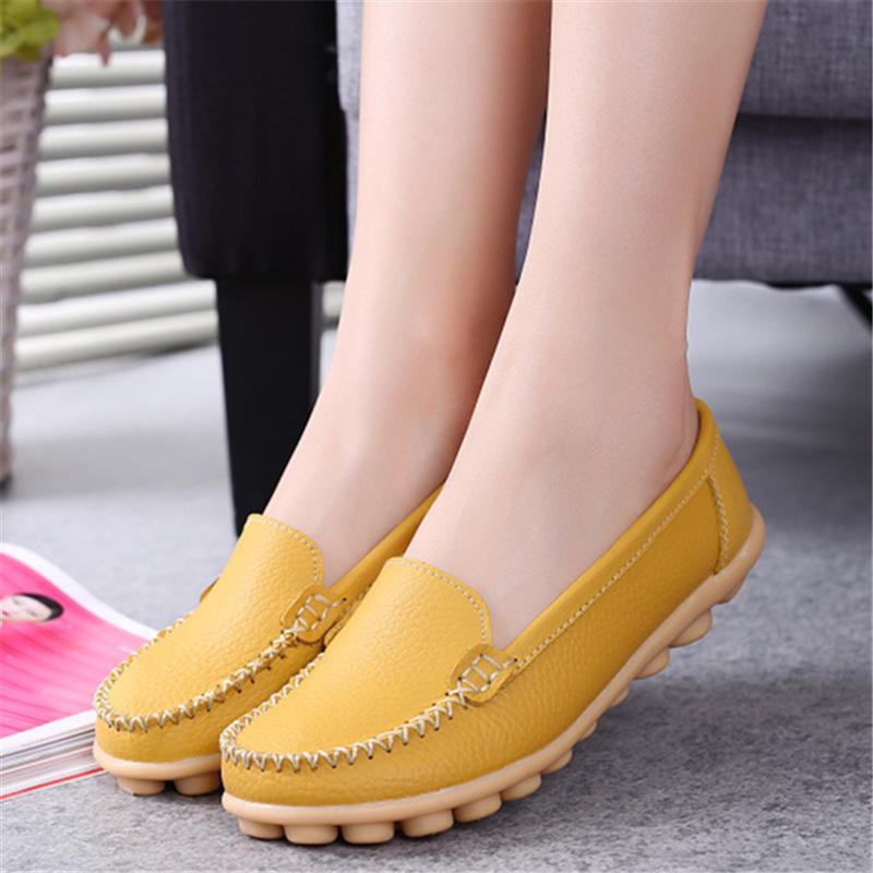 Leather Moccasins Loafers for Women Comfort Non-slip Driving Shoes - GetComfyShoes