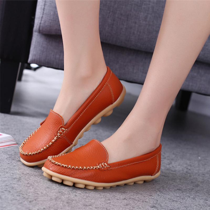 Leather Moccasins Loafers for Women Comfort Non-slip Driving Shoes - GetComfyShoes