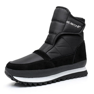 Hook Loop Waterproof Antiskid Fur Lining Snow Boots For Women - GetComfyShoes