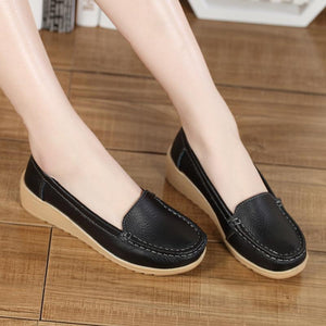 Non-slip Leather Loafers for Women Comfort Walking Spring Series Casual Shoes - GetComfyShoes
