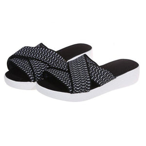 Women summer breathable criss cross strap slide comfy sandals