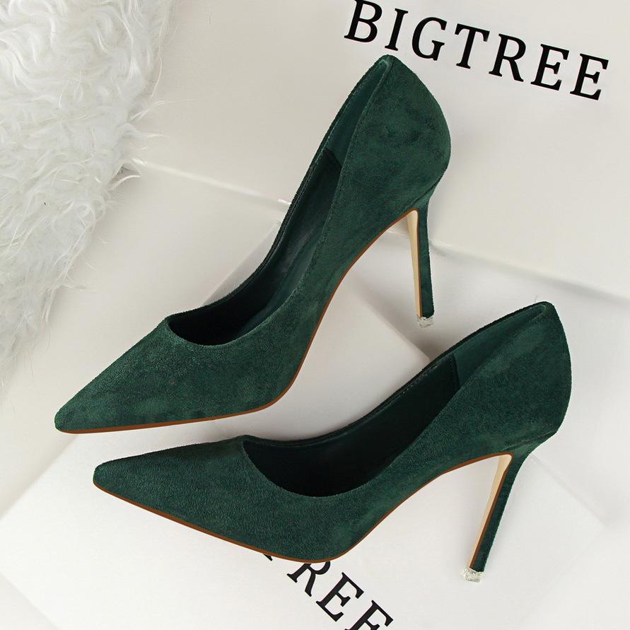 Women suede pointed toe stiletto heels | Daily woking heels | shallow sexy shoes