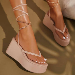 Women clip toe criss cross strappy slingback platform sandals