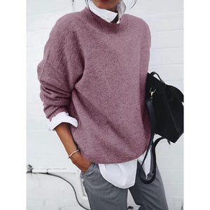 Women fall pullover knit long sleeve collared sweater