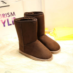 Women winter warm faux fur mid calf thick sole snow boots
