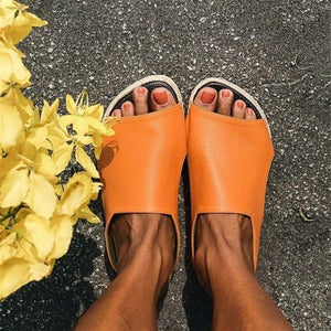 Women summer flat peep toe slide espadrille sandals