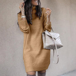 Women knit long sleeve dressy pullover turtleneck sweater