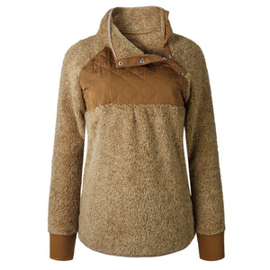 Women color block zipper long sleeve pullover fall winter sweatshirt