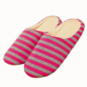Women's house slippers with arch support striped cotton warm bedroom slippers