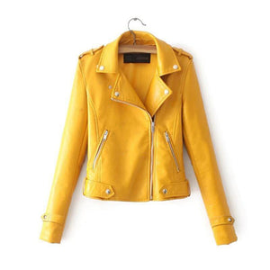 Women cropped zipper pocket long sleeve turn-down collar spring jacket