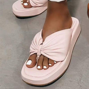 Women bowknot clip toe fashion solid color slide platform sandals