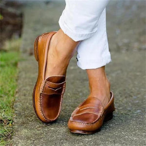 Women summer casual chunky heel slip on driving loafers