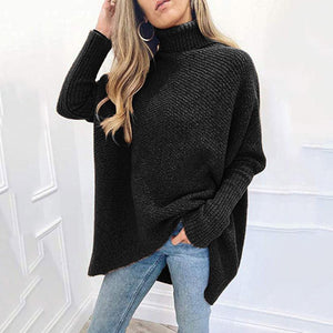 Women knit batwing long sleeve pullover turtleneck sweater