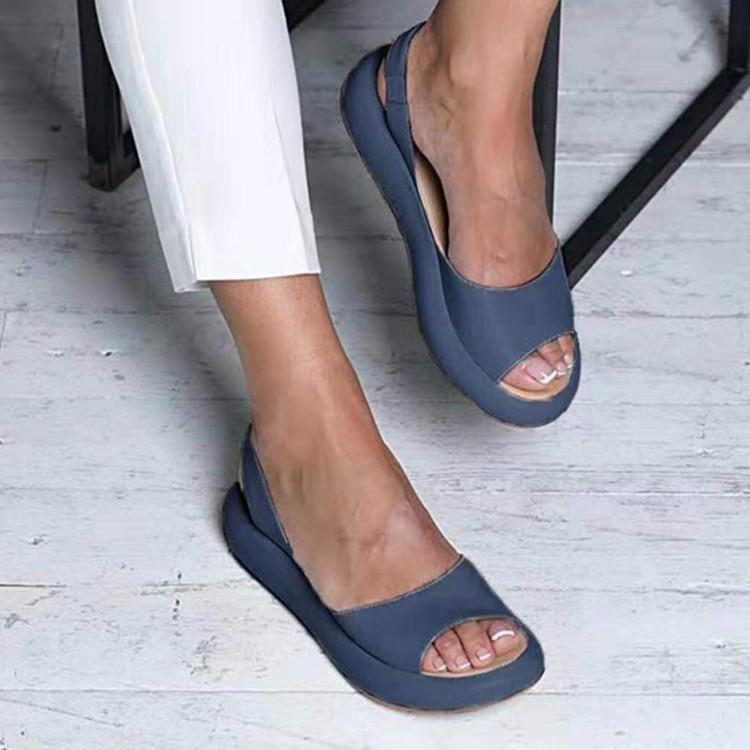 Women peep toe elastic strap slip on flat sandals