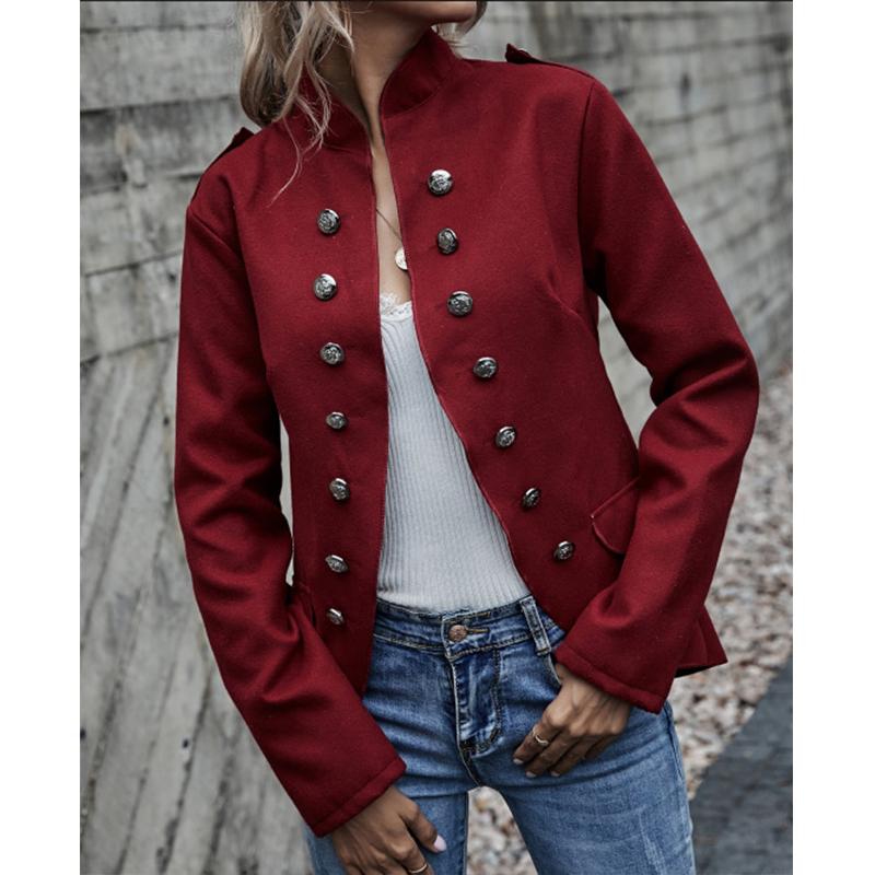 Women double breasted open front winter fall jacket outerwear