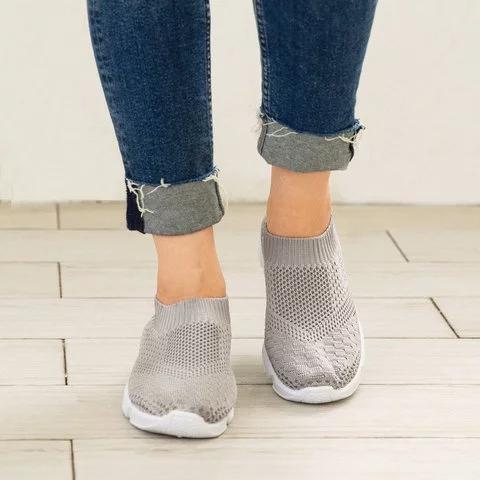 Women Shoes Breathable Mesh Sneakers Lady Plus Size Loafers - fashionshoeshouse