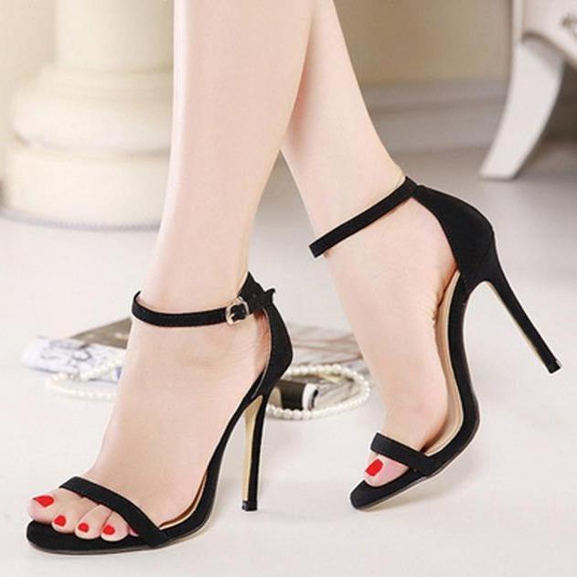 Women peep toe ankle strap stiletto high heels