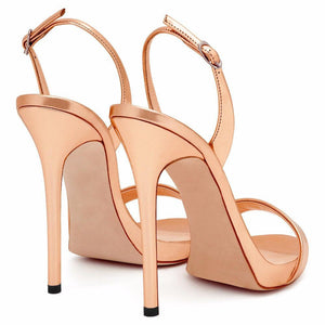 Women solid color peep toe slingback ankle strap stiletto heels