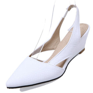 Women summer pointed toe hollow slingback slip on wedge sandals