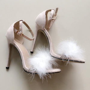 Plush Open Toe Suede Round Belt Pink Women Sandals - GetComfyShoes