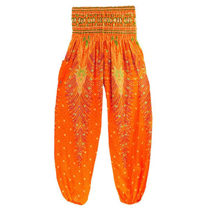 Boho Peacock Pocket Wide Leg Yoga Pants For Women - GetComfyShoes