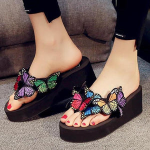 Women's cute butterfly clip toe slides