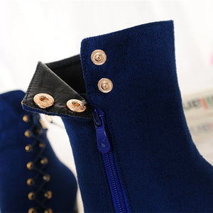 Women platform stiletto high heel side lace up zipper heeled booties